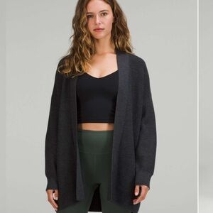 Lululemon Merino Wool-Blend
Ribbed Long Wrap Sweater in Black Sz 4